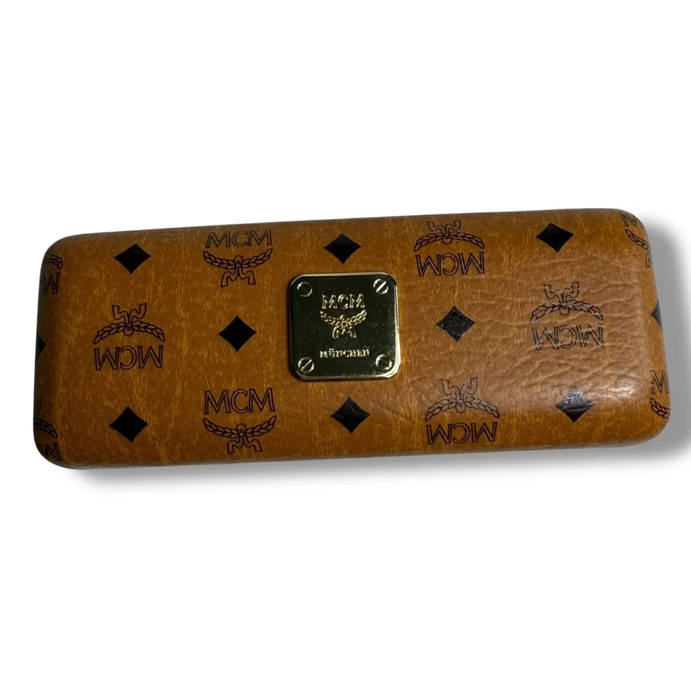 MCM Cognac Eyeglasses Case Hard Shell Monogram Designer Sunglasses Case - Picture 4 of 11
